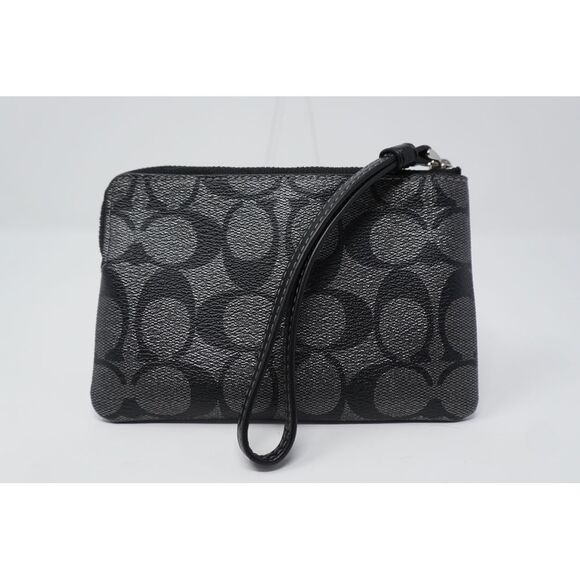 Coach Corner Zip Wristlet Signature Pearlized Coated Canvas Metallic Leather - Picture 3 of 8